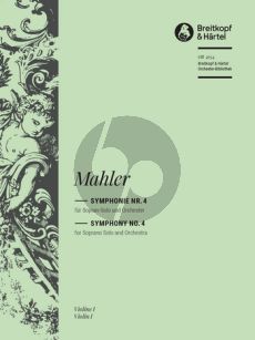 Mahler Symphony No. 4 Soprano and Orchestra Final Version of 1911 (Full Set of Orchestral Parts) (edited by Christian Rudolf Riedel)