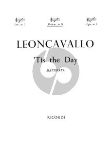 Leoncavallo Tis the Day - La Mattina Medoim Voice (in D) and Piano (English-Italian)