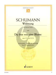 Schumann Widmung und Du bist wie eine Blume op. 25/1 und 25/24 Hoch (aus Myrten)