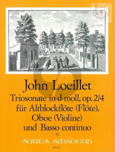 Loeillet Triosonate d-moll Op.2 No.4 (Altblfl.[Fl.]- Oboe[Vi.]-Bc) (Part./Stimmen) (Pauler/Hess)