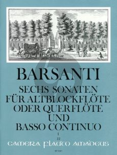 Barsanti 6 Sonaten Vol. 1 No. 1 - 3 Altblockflöte (Flöte)-Bc (Willy Hess)