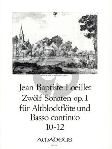 Loeillet 12 Sonaten Op.1 Vol.4 (No.10-12) Altblockflote und Bc. (Continuo Willy Hess)