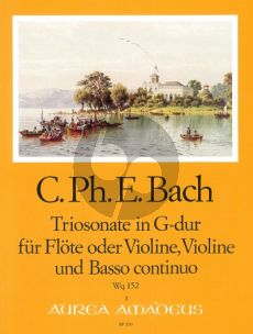 Bach Triosonate G-dur Wq 152 (Flote[Oboe//Violine]]-Violine und Bc (Partitur/Stimmen) (Herausgegeben von Manfredo Zimmermann)