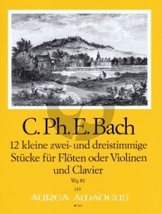 Bach 12 kleine zwei und dreistimmige Stücke Wq 81 Flöten[Violinen]-Bc (Part./Stimmen) (Manfredo Zimmermann)