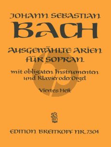 Bach Ausgewahlte Arien Vol.4 Sopran mit Obl.Instr und Klavier[Orgel] (Eusebius Mandyczewski)