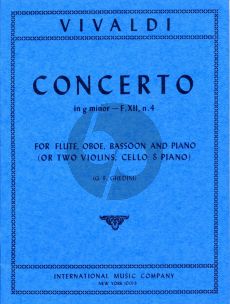 Vivaldi Concerto g minor F XII No. 4 RV 103 Flute Oboe Basson and Piano or Two Violins, Cello and Piano Edited by Ghedini