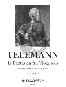 Telemann 12 Fantasien · TWV 40:26-37 (1735) Viola solo (eingerichtet nach dem Erstdruck für Viola da gamba) (Viacheslav Dinerchtein)