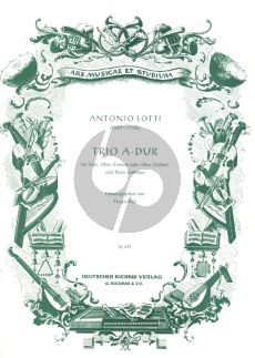 Lotto Trio A dur fur Flote-Oboe d'Amore oder Oboe/Violine und Bc (Herausgeber Hugo Ruf)