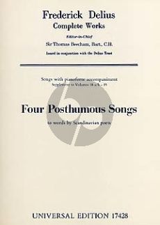 Delius 4 Posthumous Songs Voice and Piano (with texts Scandinavian Poets) (German/English) (Thomas Beecham)