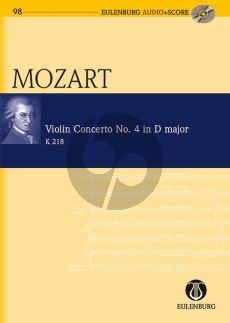 Mozart Concerto No.4 D-major KV 218 Violin-Orchestra Study Score (Bk-Cd)