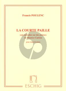 Poulenc La Courte Paille Medium Voice-Piano (Poemes de M. Careme)