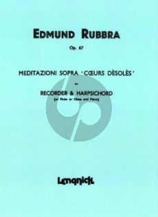 Rubbra Meditation sopra 'Coeurs Désolés' Op.67 Treble Recorder[Flute/Oboe]-Piano
