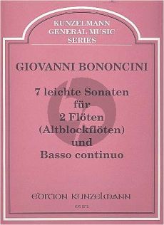 Bononcini 7 Leichte Sonaten 2 Altblockflöten[Flöten]-Bc (Part./Stimmen)