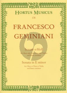 Geminiani Sonate e-Moll fur Oboe [Flote/Violine] und Bc (Herausgeber Hugo Ruf)