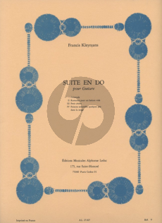 Kleynjans Suite en Do Op.42 pour Guitare