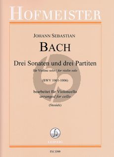 Bach Drei Sonaten und drei Partiten BWV 1001 – 1006 bearbeitet für Violoncello solo (Tobias Stosiek)