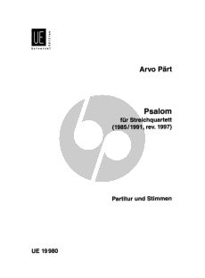 Part Psalom (1985/1991, Rev. 1997) Streichquartett Partitur und Stimmen