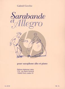 Grovlez Sarabande et Allegro pour Saxophone Alto et Piano