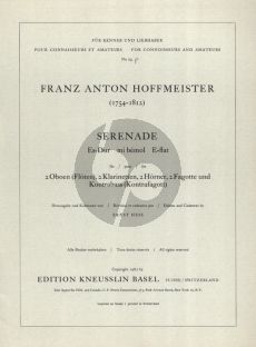 Hoffmeister Serenade Es-dur 2 Oboen / Flöte, 2 Klarinetten, 2 Hörner, 2 Fagotte Kontrabass (Partitur) (Ernst Hess)