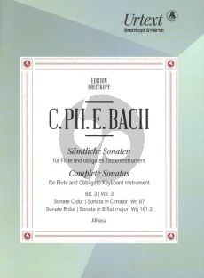 Bach Sonatas Vol. 3 WQ 87 [H.515] and WQ 161. 2 Flute with obl.Cembalo (edited by Ulrich Leisinger)