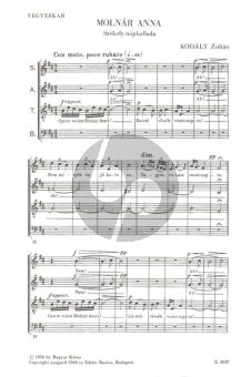 Kodaly Molnar Anna SATB (Transylvanian Folk Ballad)