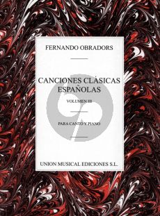 Obradors Canciones Clasicas Espanolas Vol.3 Voice and Piano