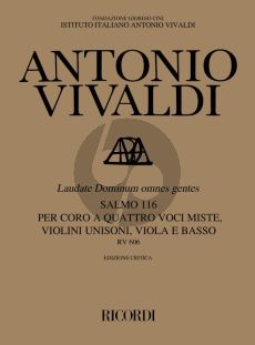Vivaldi Laudate dominum omnes gentes RV 606 Score (SATB-2 Vl unisoni-Va. and Bc Score) (edited by Michael Talbot)