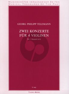 Telemann Konzert No.1 G dur fur 4 Violinen Partitur und Stimmen (Herausgeber Walter Upmeyer)