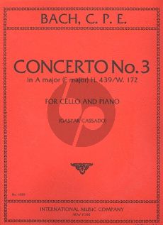 Bach Concerto No.3 A-major (F-major) (H.439/W.172) Violoncello-Strings-Bc (piano red.) (Gaspar Cassado)