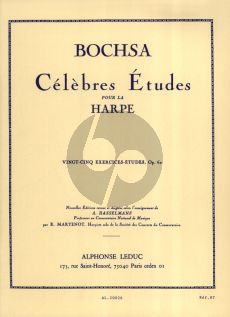 Bochsa 25 Exercise-Etudes Op. 62 Harp (Alphonse Hasselmans) (Grades 4 - 6)