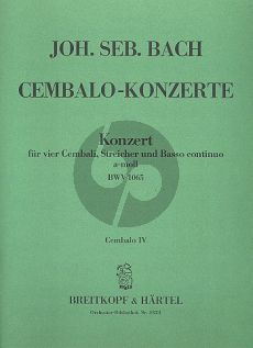 Bach Concerto a-moll BWV 1065 4 Cembali-Str.-Bc Cembalo 4 Stimme