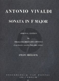 Vivaldi Sonata F-major (RV 52) Treble Recorder[Flute/Violin/Oboe]-Bc (Frans Bruggen/Metz)