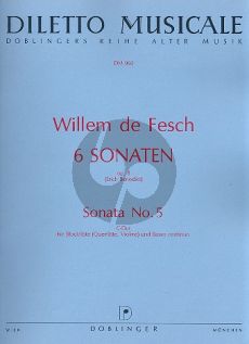 Fesch 6 Sonaten Op. 8 No. 5 C-dur Altblockflöte und Bc (Erich Benedikt)