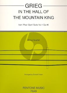 Grieg In the Hall of the Mountain King (from Peer Gynt Op.46 No.1) (arr. for String Quartet by Donald Fraser) (Score/Parts) (Intermediate Level)