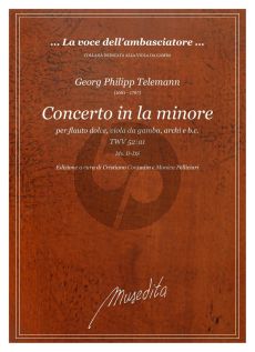 Telemann Concerto in la minore TWV 52 -a1 Violino grosso-Viola-Flauto dolce-Viola da Gamba-Bc (Score/Parts)