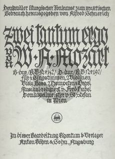 Mozart 2 Tantum ergo KV 142 und 197 SATB-Streicher-2 Trompeten und Orgel (Pauke ad libitum) Klavierauszug (ed. Ferdinand Habel)