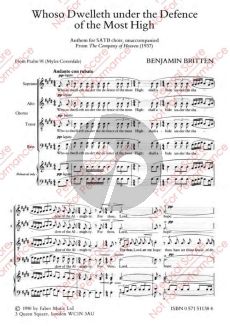 Britten Whose Dwelleth under the Defence of the most High (from Company of Heaven) (SATB)