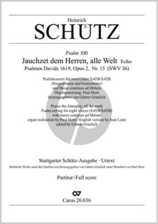 Schutz Jauchzet dem Herren alle Welt SWV 36 (Psalm 100) (SATB/SATB-BC[Organ]) (Organ realization Paul Horn) (Günter Graulich)