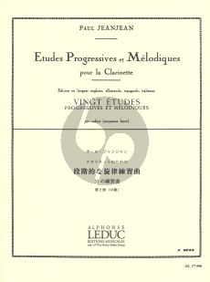 Jeanjean 20 Etudes Progressives et Melodiques Vol.2 Clarinet (Moyenne Force)