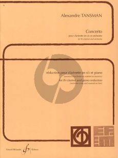 Tansman Concerto Clarinette et Orchestre (reduction Clarinette et Piano)