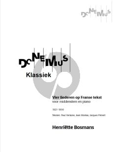 Bosmans 4 Liederen op Franse tekst for Medium Voice and Piano