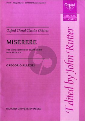 Allegri Miserere SSATB Choir with SSAB Soli (edited by John Rutter)