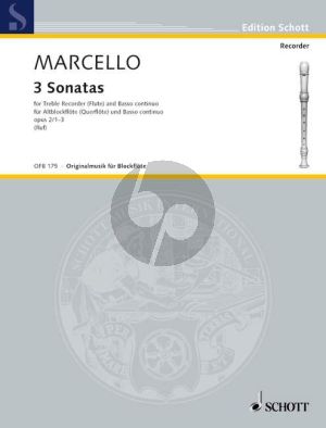 Marcello 3 Sonatas Op. 2 No.1 - 3 Treble Recorder-Bc (edited by Hugo Ruf)