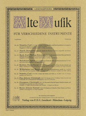 Pez Sonate a 4 für 2 Violinen, Viola, Cembalo und Violoncello (Partitur mit eingelegten Solo-Stimmen) (Felix Schroeder)