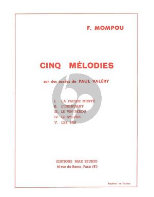 Mompou 5 Melodies (Textes de Paul Valery)