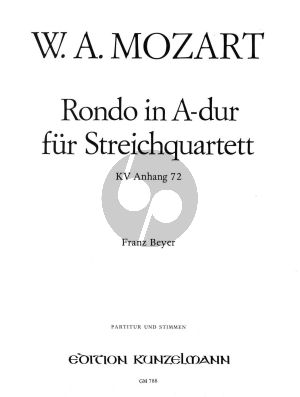 Mozart Rondo A-dur KV 464a Anh.72 Streichquartett (Part./Stimmen) (Franz Beyer)