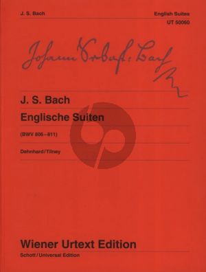 Bach Englische Suiten BWV 806 - 811 fur Klavier (Herausgeber Walther Dehnhard - Fingersätze und Vorschläge zur Interpretation von Colin Tilney) (Wiener Urtext)