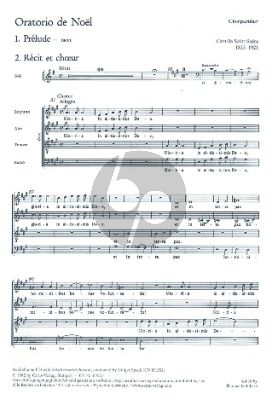 Saint-Saens Oratorio de Noel Op.12 (SMsATB soli-SATB- Strings-Organ-Harp) (Choral Score with Piano Accomp.)