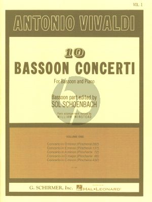 Vivaldi 10 Concertos Vol.1 for Basson and Piano (Bassoon Part Edited by Sol Schoenbach - Piano Part by William Winstead)