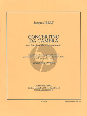Ibert Concertino da Camera Saxophone Ensemble Score and Parts (arr. Jean-Marie Londeix) (1 Sopranino - 2 Sopranos - 3 Altos - 2 Tenors - 2 Barytons - 1 Basse)